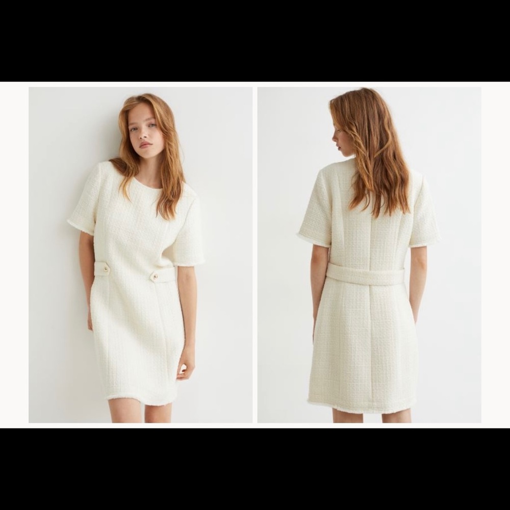 H&M White Bouclé Dress